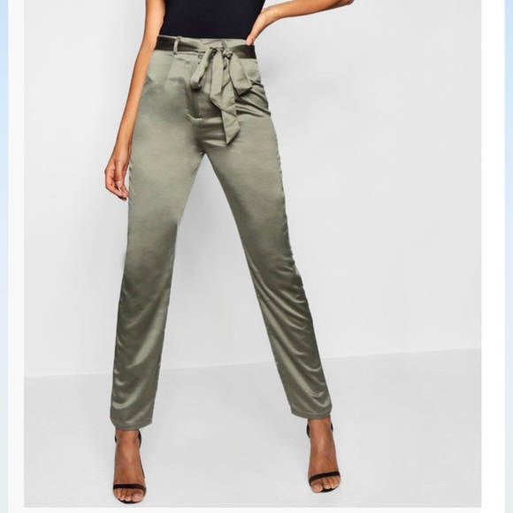 Boohoo Pants - Tall belted woven trousers